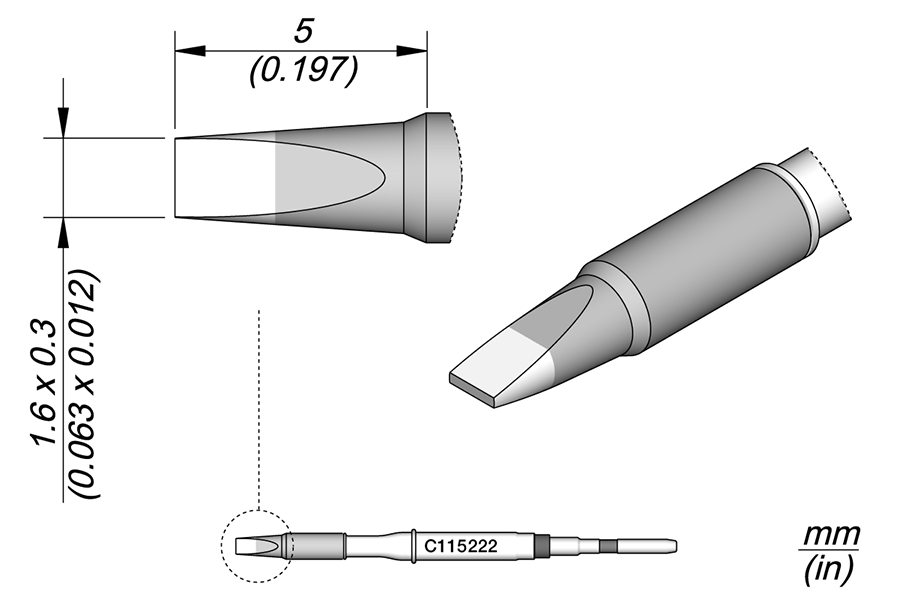 C115222 - Cartridge Chisel 1.6 x 0.3
